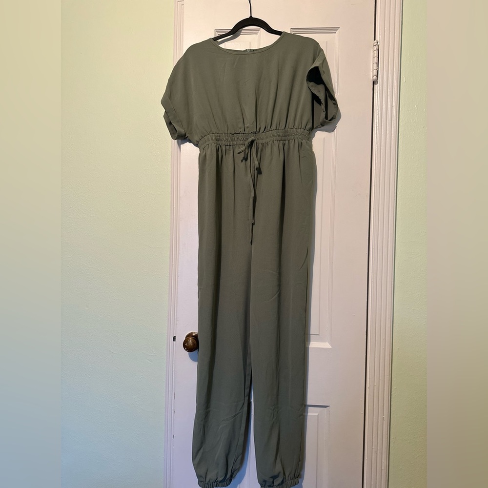 Maternity Rollup Sleeve Tie Front Jumpsuit